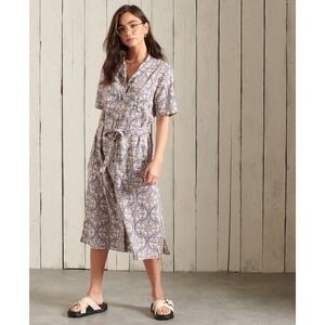 Superdry Button Front Block Printed Shirt Dress Shirtdress 6 Cotton Lightweight